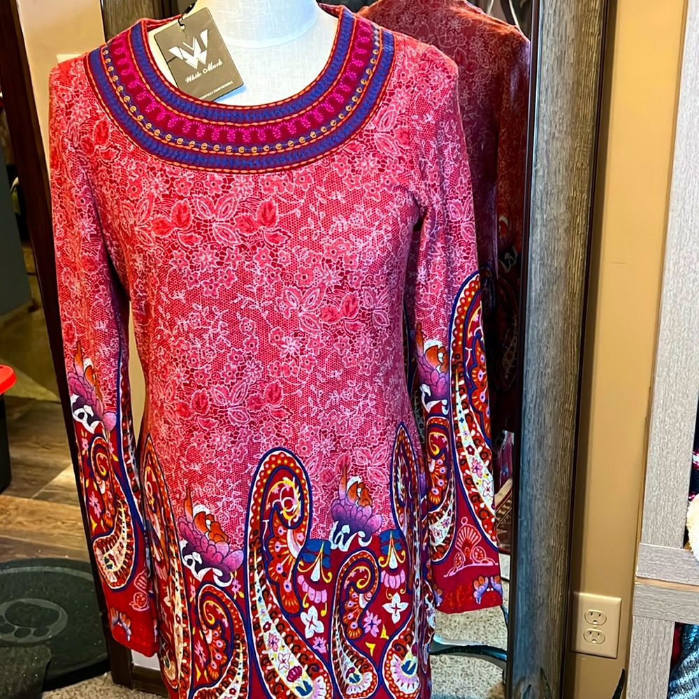 Super soft tunic/ dress. Perfect with leggings and knee boots. NWT. Embroirderd